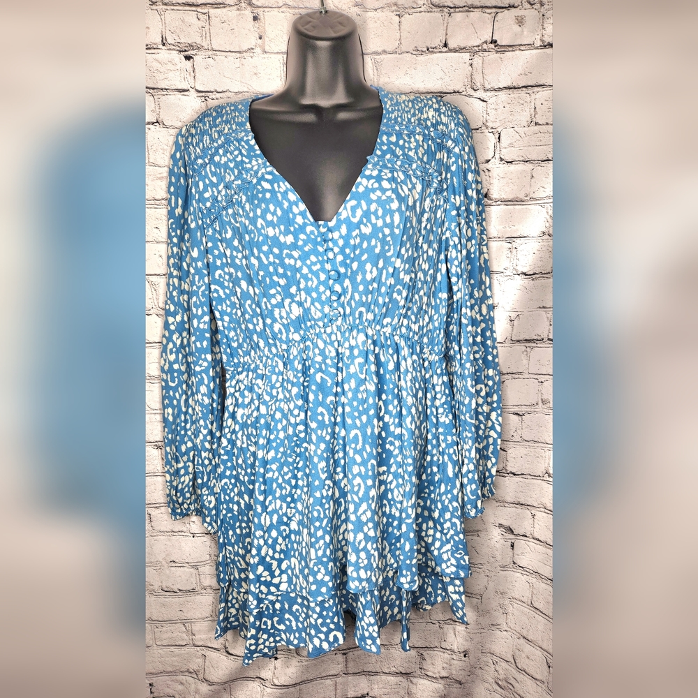 ZARA Blue and White Flowy Spring Dress‎ Size Medium